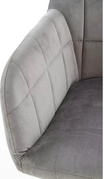 Scaun living K305, gri/negru, stofa catifelata/metal, 58x57x80 cm