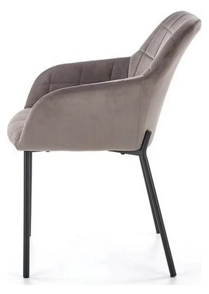 Scaun living K305, gri/negru, stofa catifelata/metal, 58x57x80 cm