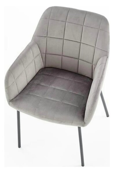 Scaun living K305, gri/negru, stofa catifelata/metal, 58x57x80 cm