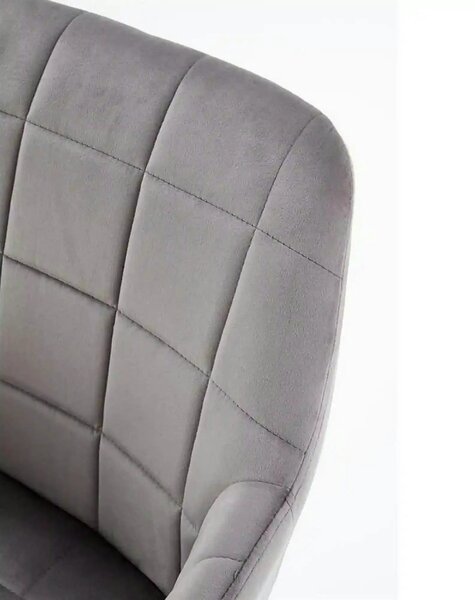 Scaun living K305, gri/negru, stofa catifelata/metal, 58x57x80 cm