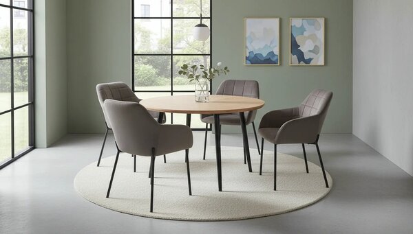 Scaun living K305, gri/negru, stofa catifelata/metal, 58x57x80 cm