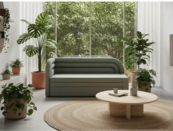 Canapea verde extensibilă/cu spațiu de depozitare cu tapițerie din chenille cu colț pe partea dreaptă 223 cm Fabillo – ELTAP