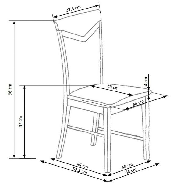 Scaun tapitat CITRONE, bej/nuc, stofa clasica/lemn, 44x43x96 cm