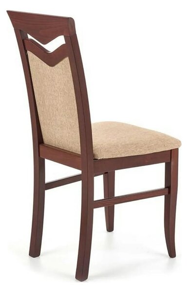 Scaun tapitat CITRONE, bej/nuc, stofa clasica/lemn, 44x43x96 cm
