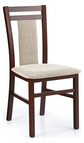 Scaun tapitat HUBERT 8, bej/nuc, stofa clasica/lemn, 45x51x90 cm