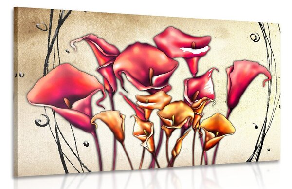 Tablou flori roșii calla lily