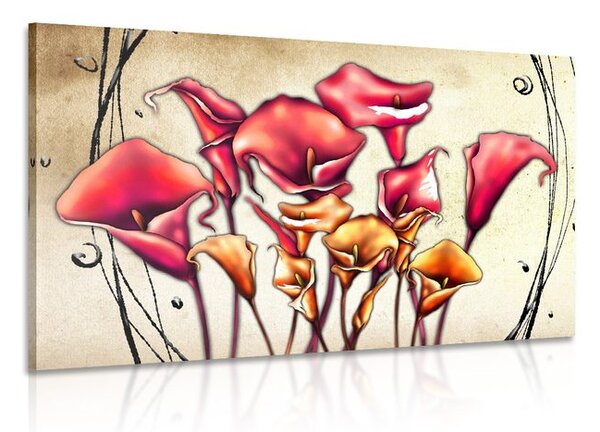 Tablou flori roșii calla lily