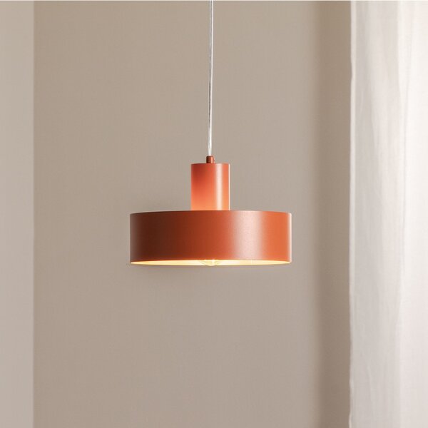 SIGMA Lampă suspendată Rif M, roșu cărămiziu, 1 bec, Ø 25 cm, oțel, reglabil, Roșu, Camera de zi / sufragerie, Metal, Modern