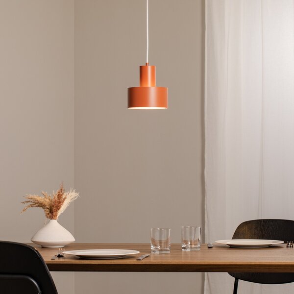 SIGMA Lampă suspendată Rif S, roșu cărămiziu, 1 bec, Ø 15 cm, oțel, reglabil, Roșu, Camera de zi / sufragerie, Metal, Modern