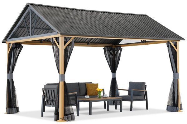 Teramo foișor metalic de grădină cu plasă de țânțari 3x4 Garden Point