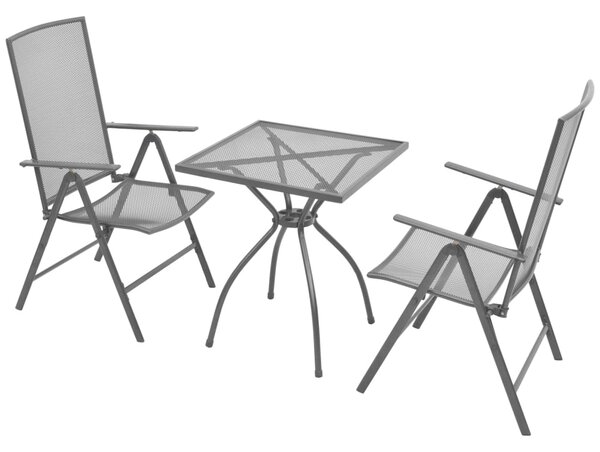 Set mobilier bistro cu scaune pliante, 3 piese, antracit, oțel