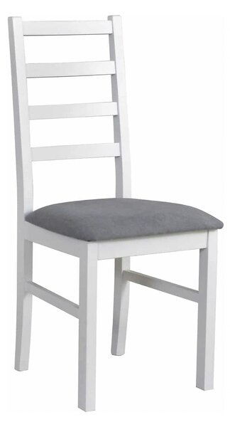 Scaun NILO 8, alb/gri - Riviera 91, lemn de fag/stofa catifelata, 43x4