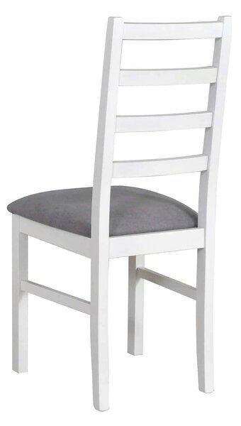 Scaun NILO 8, alb/gri - Riviera 91, lemn de fag/stofa catifelata, 43x4