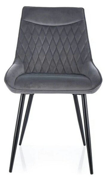 Scaun AGAT, gri/negru, stofa catifelata - Bluvel 14/metal, 51x44x88 cm