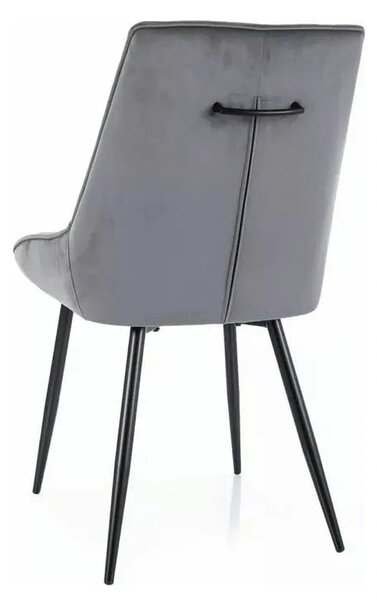 Scaun AGAT, gri/negru, stofa catifelata - Bluvel 14/metal, 51x44x88 cm
