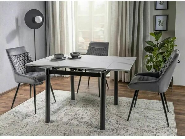 Scaun AGAT, gri/negru, stofa catifelata - Bluvel 14/metal, 51x44x88 cm