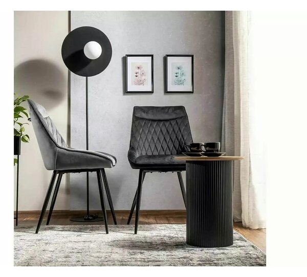 Scaun AGAT, gri/negru, stofa catifelata - Bluvel 14/metal, 51x44x88 cm