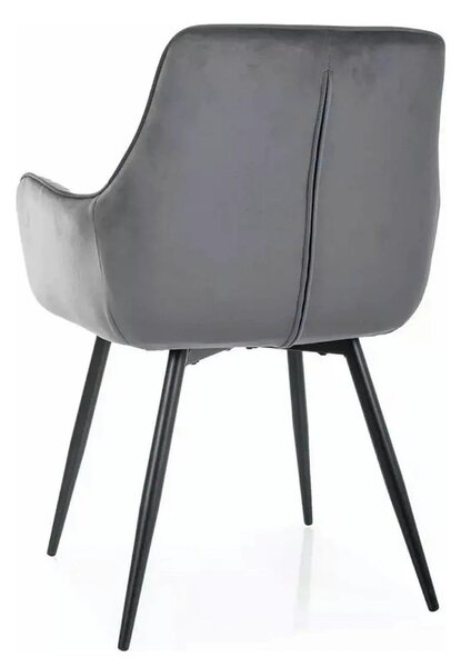 Scaun APPLE, gri/negru, stofa catifelata - Bluvel 14/metal, 57x47x85 c