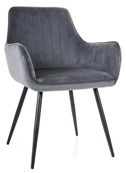 Scaun APPLE, gri/negru, stofa catifelata - Bluvel 14/metal, 57x47x85 c