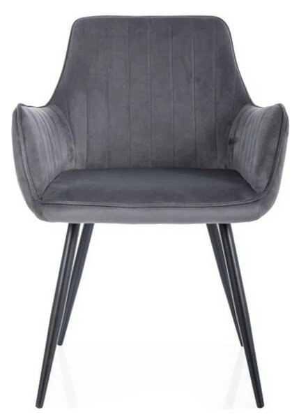 Scaun APPLE, gri/negru, stofa catifelata - Bluvel 14/metal, 57x47x85 c