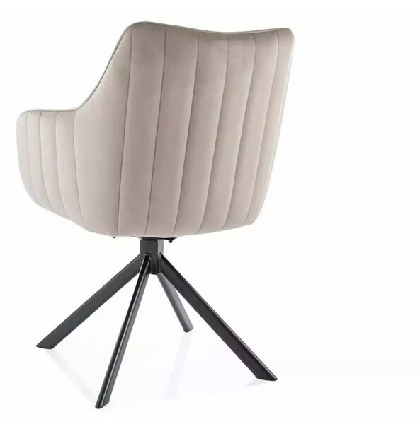 Scaun living rotativ AZALIA, bej inchis/negru, stofa catifelata/metal