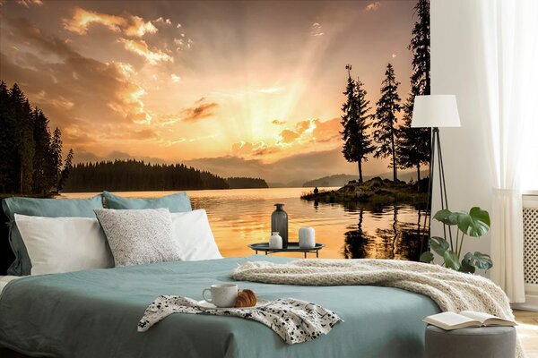Fototapet reflectare în lac de munte