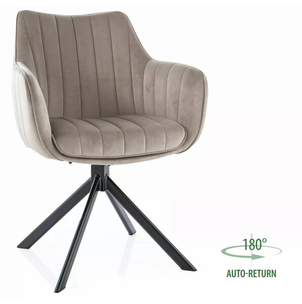Scaun living rotativ AZALIA, bej inchis/negru, stofa catifelata/metal