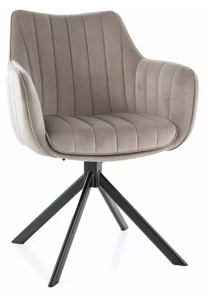 Scaun living rotativ AZALIA, bej inchis/negru, stofa catifelata/metal