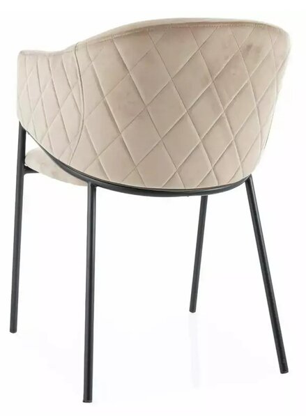 Scaun BONO, bej/negru, stofa catifelata/metal, 55x44x77 cm