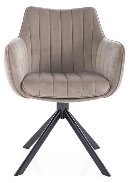 Scaun living rotativ AZALIA, bej inchis/negru, stofa catifelata/metal