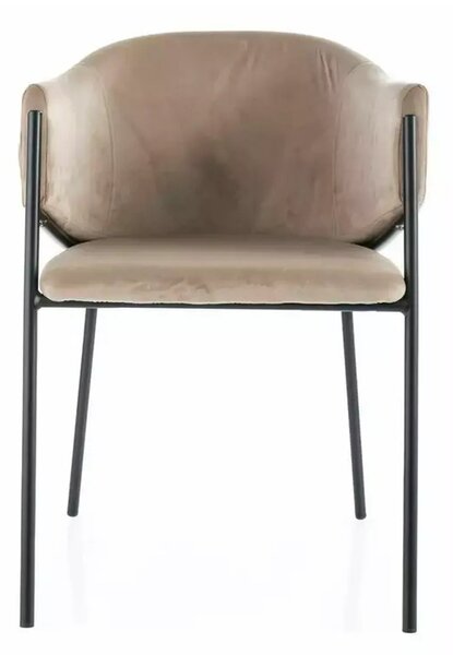Scaun BONO, bej/negru, stofa catifelata/metal, 55x44x77 cm