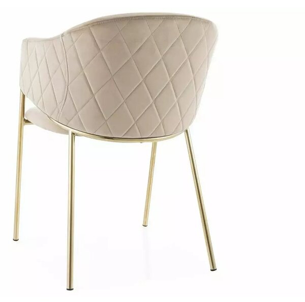 Scaun de living modern BONO, bej/auriu, stofa catifelata/metal, 55x44x