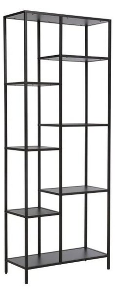Etajera COSTA A, negru mat, PAL laminat/metal, 70x30x178 cm