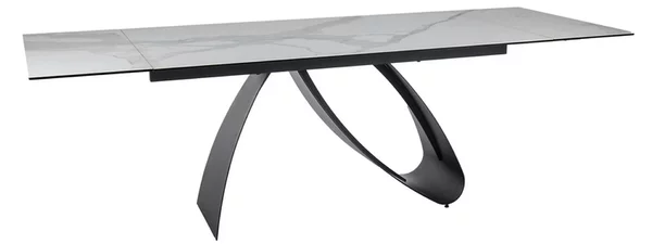 Masa extensibila DIUNA, alb/negru, sticla securizata/ceramica/metal, 1