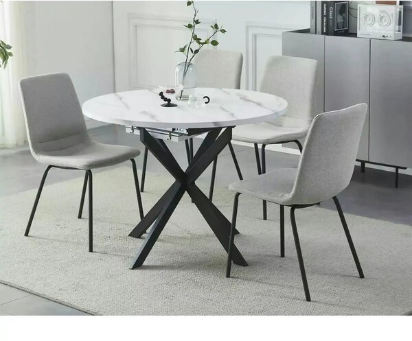 Masa extensibila pentru sufragerie GASTON, alb/negru, 100/135x100x75 c