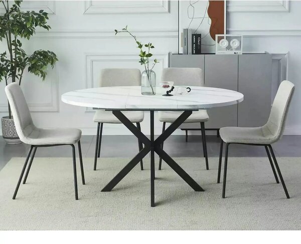 Masa extensibila pentru sufragerie GASTON, alb/negru, 100/135x100x75 c