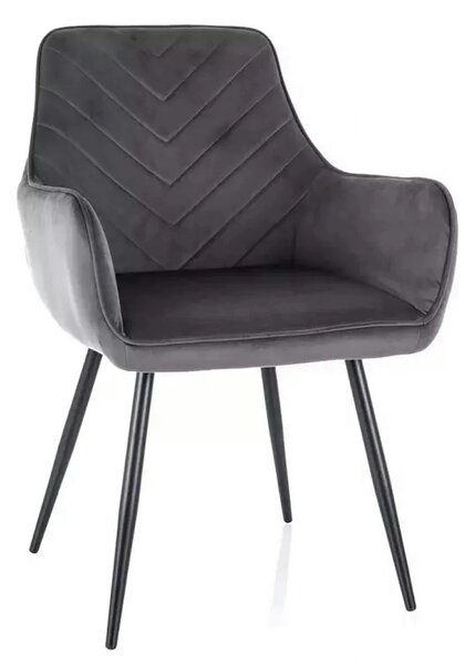 Scaun FIG, gri/negru, stofa catifelata/metal, 57x47x85 cm