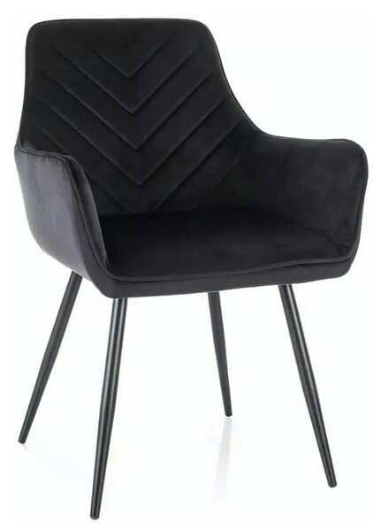 Scaun FIG, negru, stofa catifelata/metal, 57x47x85 cm