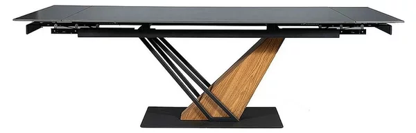 Masa extensibila moderna GENESIS, negru/stejar, 160/220x90x76 cm