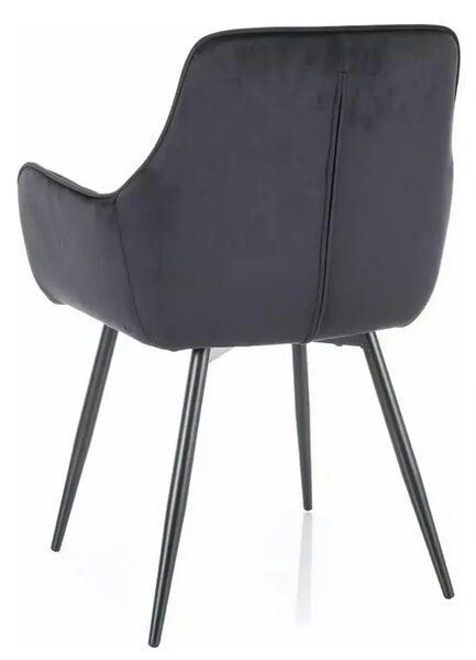Scaun FIG, negru, stofa catifelata/metal, 57x47x85 cm