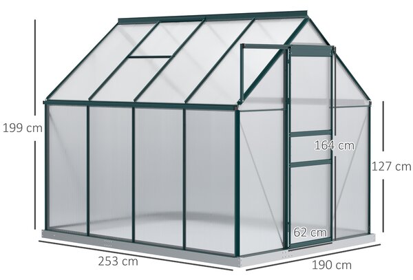 Outsunny Sera pentru plante din aluminiu kit sera de gradina walk-in din policarbonat cu ventilatie, Verde | Aosom Romania