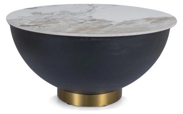 Masuta CYPRUS A, negru/auriu/alb, ceramica/metal, 73x73x37 cm