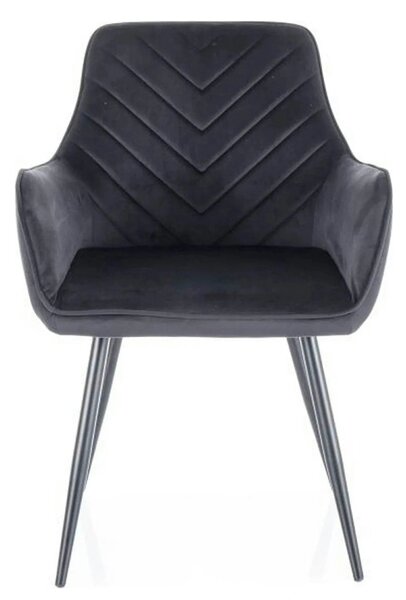 Scaun FIG, negru, stofa catifelata/metal, 57x47x85 cm