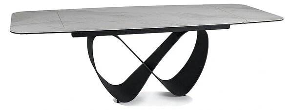 Masa extensibila INFINITY, alb/negru, sticla securizata/ceramica/metal