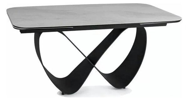 Masa extensibila INFINITY, alb/negru, sticla securizata/ceramica/metal