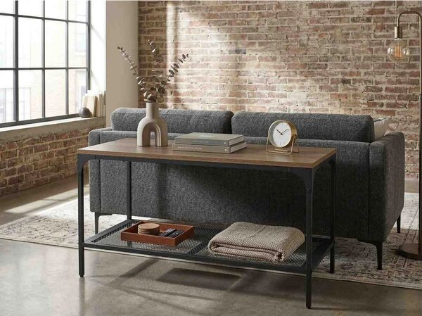 Masuta LEX L, stejar/negru, PAL laminat/metal, 90x45x45 cm