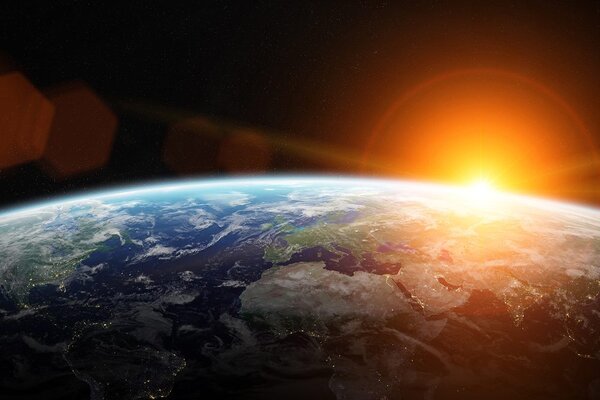 Fototapet vedere la planeta din univers