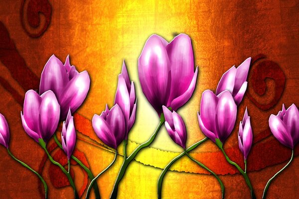 Tapet flori violete în stilul etno