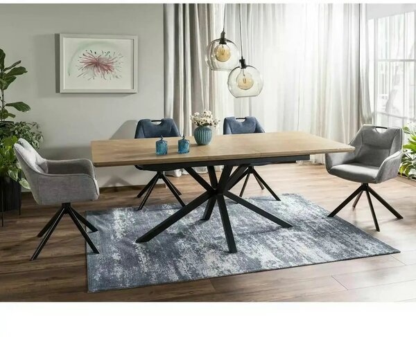Masa extensibila LOGAN, stejar/negru, 160/200x90x76 cm