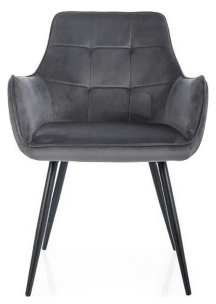 Scaun gri inchis LEMON, stofa catifelata/metal, 57x47x85 cm